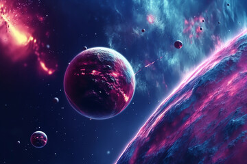 planets galaxy outer space background