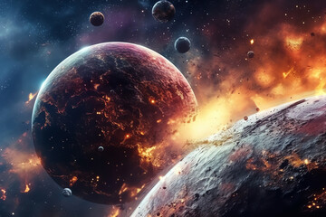 Wall Mural - planets galaxy outer space background