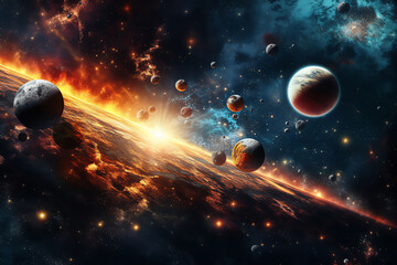 Wall Mural - planets galaxy outer space background