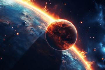 Wall Mural - planets galaxy outer space background