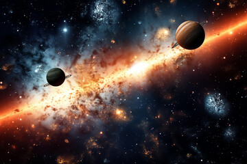 Wall Mural - planets galaxy outer space background