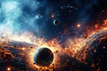 Wall Mural - planets galaxy outer space background