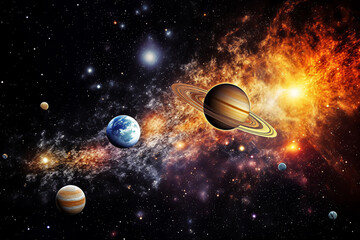 Wall Mural - planets galaxy outer space background
