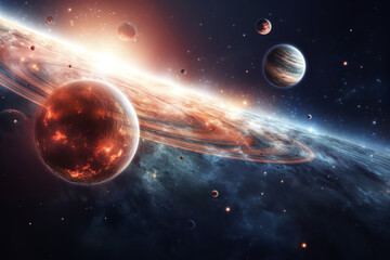 Wall Mural - planets galaxy outer space background