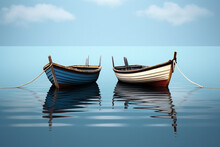 An Image Of Two Boats Floating - Generative AI