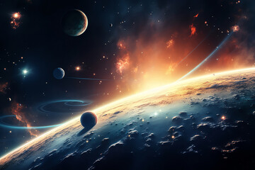 Wall Mural - planets galaxy outer space background