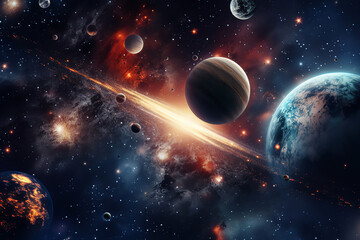 Wall Mural - planets galaxy outer space background