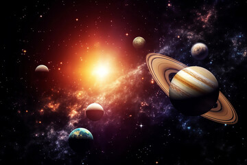 Wall Mural - planets galaxy outer space background