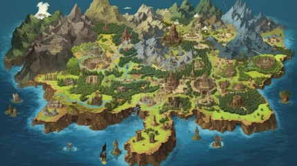 Wall Mural - RPG Game World Map