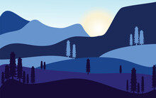 Vector Ilustration Of Mountain Landscape Background Design 