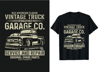 old american classic vintage truck t-shirt design vector graphic, truck driver t-shirts, american ol