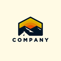 Wall Mural - Modern mountain camp logo illustration design for your company or business