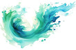 © Perfect PNG - emerald and sky blue swashes, watercolor paint abstract border frame for design layout, isolated on a transparent background, generative ai