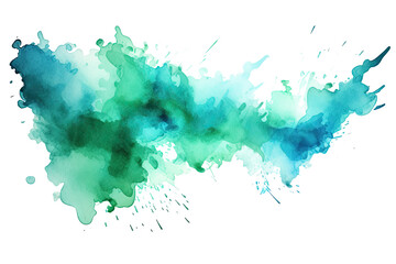 Wall Mural - emerald and sky blue swashes, watercolor paint abstract border frame for design layout, isolated on 