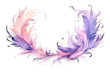 Wall Mural - lavender and peach swashes, watercolor paint abstract border frame for design layout, isolated on a 