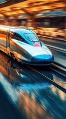 Wall Mural - High speed train with motion blur. Concept of speed and motion. created by generative AI