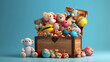 Toy box full of baby kid toys. Generative Ai