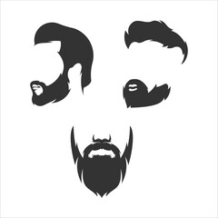 set of the bearded man head isolated on white background. Images for logo, label, emblem. Vector illustration. barber shop