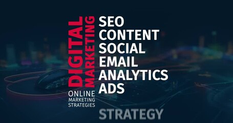 Wall Mural - strategic visuals: digital marketing and online strategies in animation