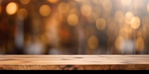 This stunning coffee shop photograph featuring a cozy shelf and table setup, perfect for a cafe or restaurant decor. The bokeh effect in the background adds a touch of magic to the scene