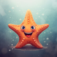 Canvas Print - illustration of a smiling starfish