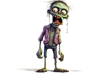 Aufkleber - Funny zombie on white background Generative AI 