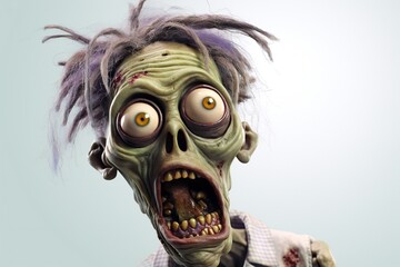 Aufkleber - Funny zombie on white background Generative AI 