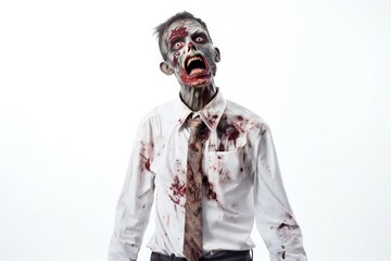 Aufkleber - Funny zombie on white background Generative AI 