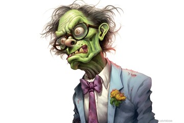 Aufkleber - Funny zombie on white background Generative AI 