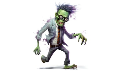 Aufkleber - Funny zombie on white background Generative AI 