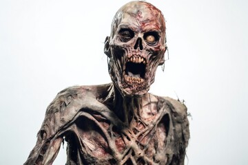Poster - Funny zombie on white background Generative AI 