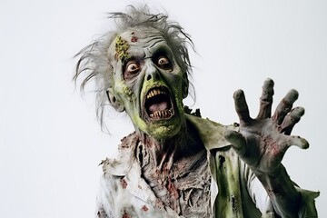 Aufkleber - Funny zombie on white background Generative AI 