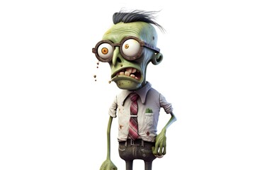 Aufkleber - Funny zombie on white background Generative AI 
