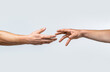© Yevhen - Closeup hand stretch. Helping hand outstretched, isolated arm, salvation. Close up help hand. Two hands, helping arm friend, teamwork. Helping hand concept and international day of peace, support