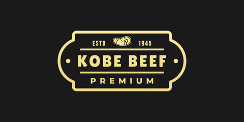 Wall Mural - Kobe beef logo or Kobe beef label vector isolated in flat style. best Kobe beef logo for the best product. Elegant Kobe beef seal or label for original meat from japan.