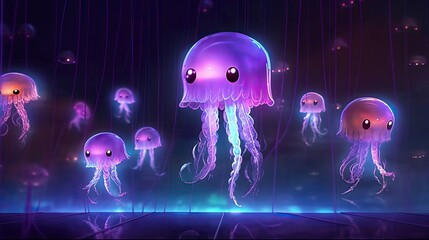 Purple jellyfish in the galaxy