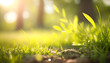 Abstract spring background banner or summer with fresh grass, sun light. Generation AI