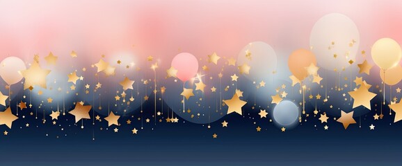 Wall Mural - christmas scene with stars, in the style of dark indigo and light gold, light pink and light aquamarine, classic japanese simplicity, elegantly formal, poster, light-focused