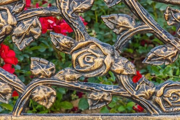 Elegant forged art work - rose flower made of metal or steel