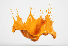 Splash Of Orange Paint Isolated On White Background.