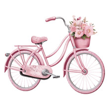 Pink Bicycle On A White Background  Clip Art Watercolor