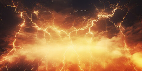 Orange electric lightning background. Generative AI