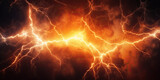 Fototapeta Big Ben - Orange electric lightning background. Generative AI