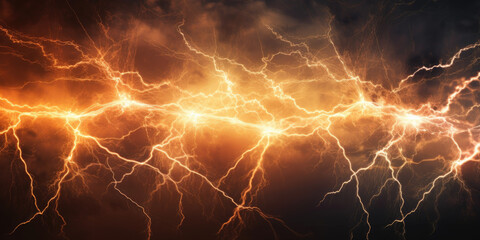 Wall Mural - Orange electric lightning background. Generative AI