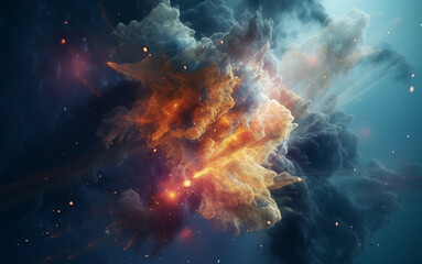 Wall Mural - nebula, cosmos and dust cloud in dark sky of astrology, universe and space supernova for science res