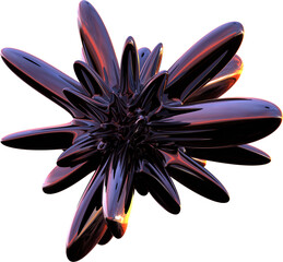 Wall Mural - 3d abstract metal chrome element in a surreal style with a transparent background