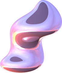 Poster - 3d abstract metal chrome element in a surreal style with a transparent background