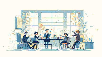 Sticker - Office meeting Illustration Made with Generative AI