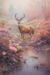 pastel colors of summer wild life animals and nature