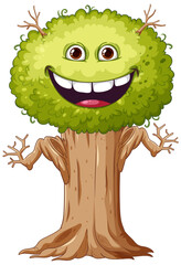 Wall Mural - smiley happy tree cartoon